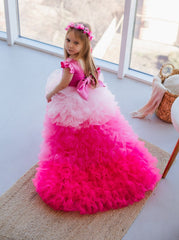 hot pink Puffy Multilayered dress