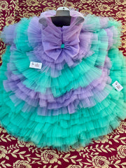 Aqua lilac tulle layer frock