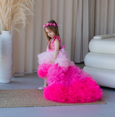 hot pink Puffy Multilayered dress