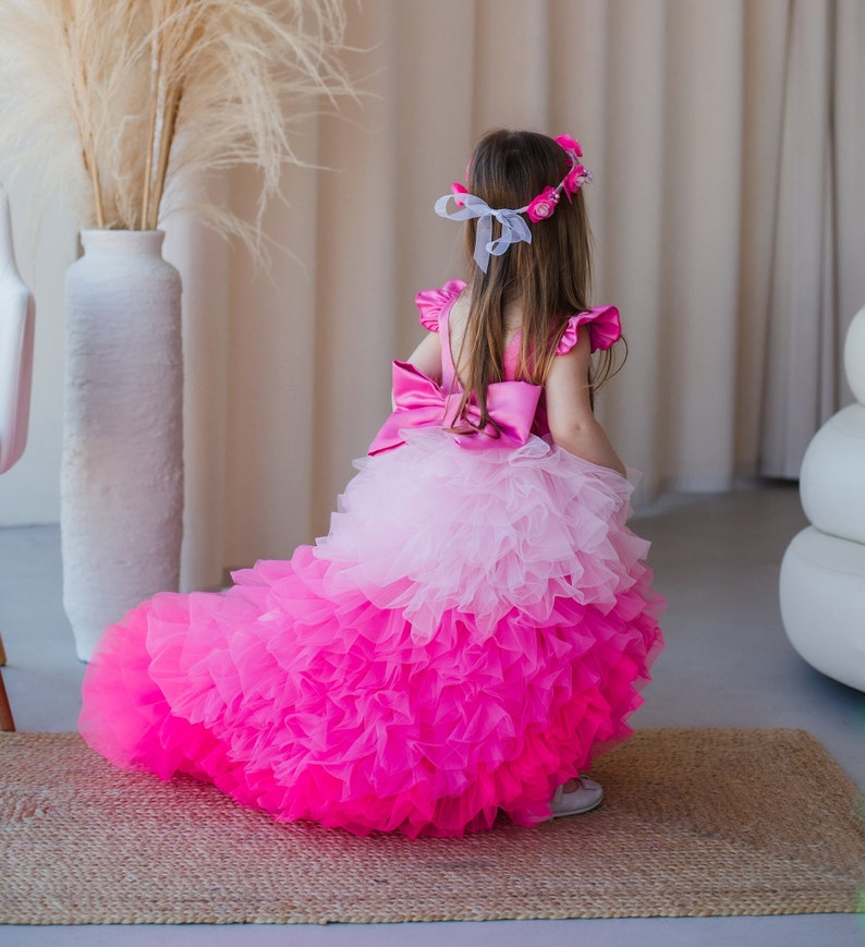 hot pink Puffy Multilayered dress