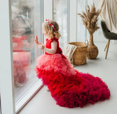 Red tulle dress (multi shade)