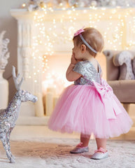 Beenistic fancy net and raw silk frock for baby girls with cancan from 0-10 years