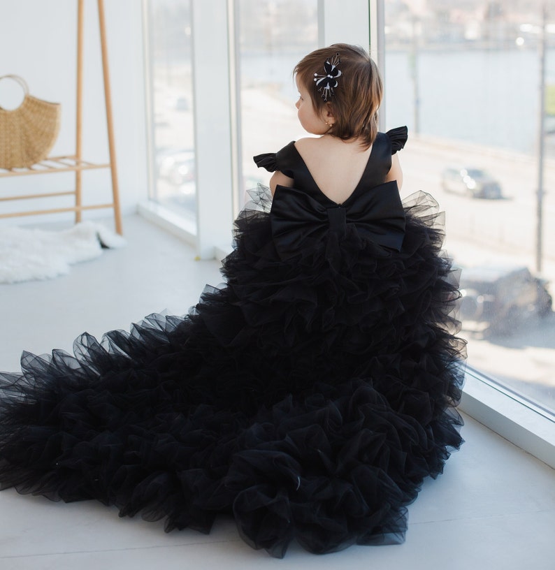 black/red Tutu 1st Birthday Dress, Prom Ball Gown, Flower Girl Dress With Tail
