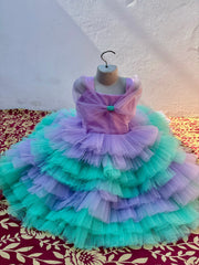 Aqua lilac tulle layer frock