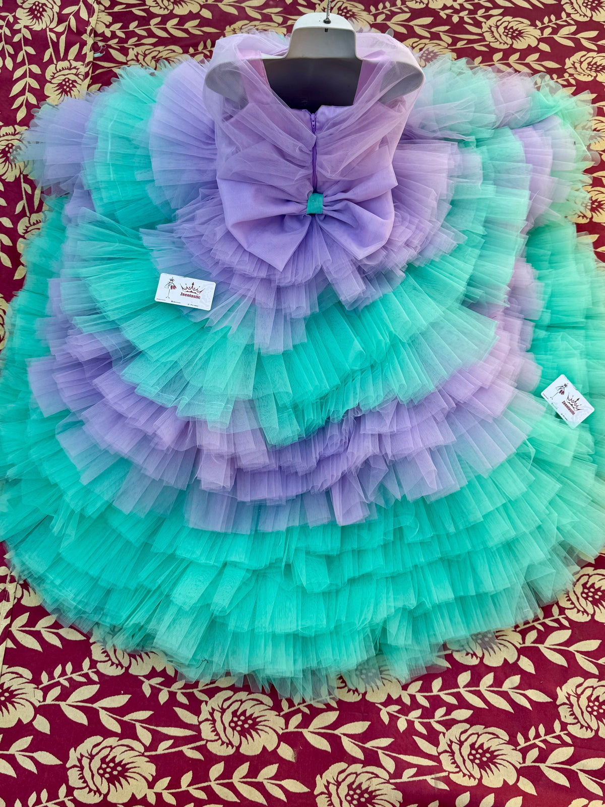 Aqua lilac tulle layer frock