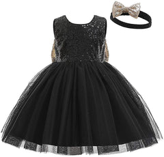 zeniastic- fancy net and trendy sequins frock for baby girls | Black frock 1 to 10 years