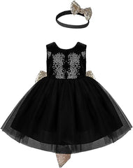 zeniastic- fancy net and trendy sequins frock for baby girls | Black frock 1 to 10 years